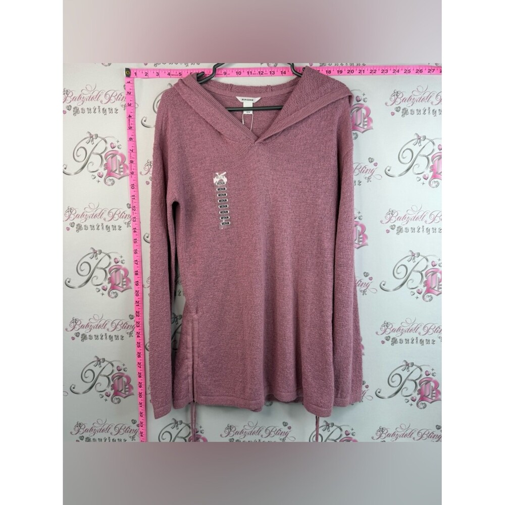 Ripzone Women's Dusty Rose Hooded Knit Sweater Lightweight Breathable